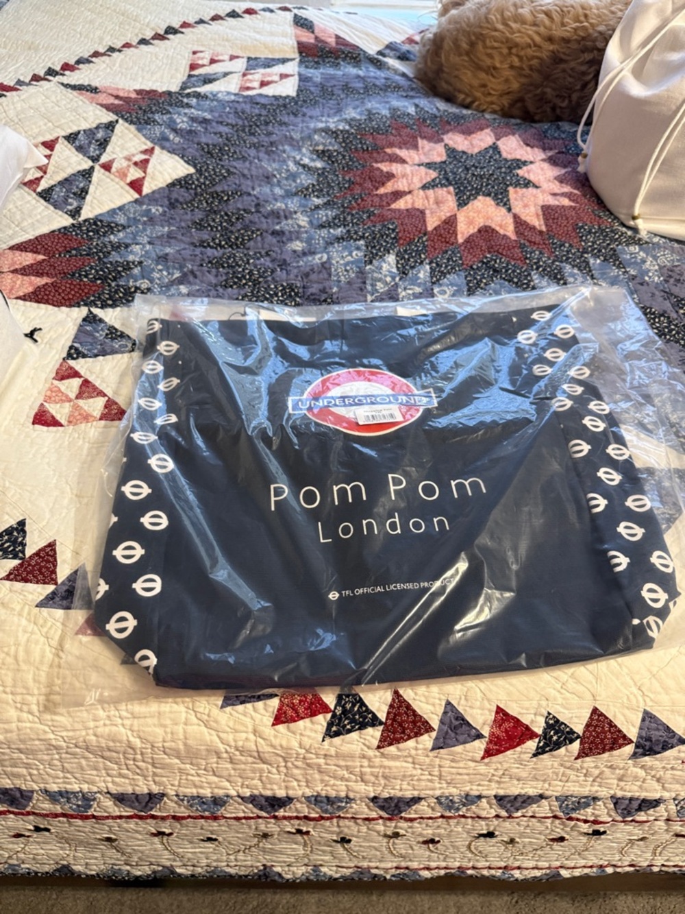 Pom Pom London Navy Tote Bag with Underground Logo